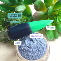 Photo shows swatch of Dipnotic Nails AC22-10 Navy, Plum, and Green Triple Thermal Dip Powder Dipnotic Nails 2022 Advent Calendar