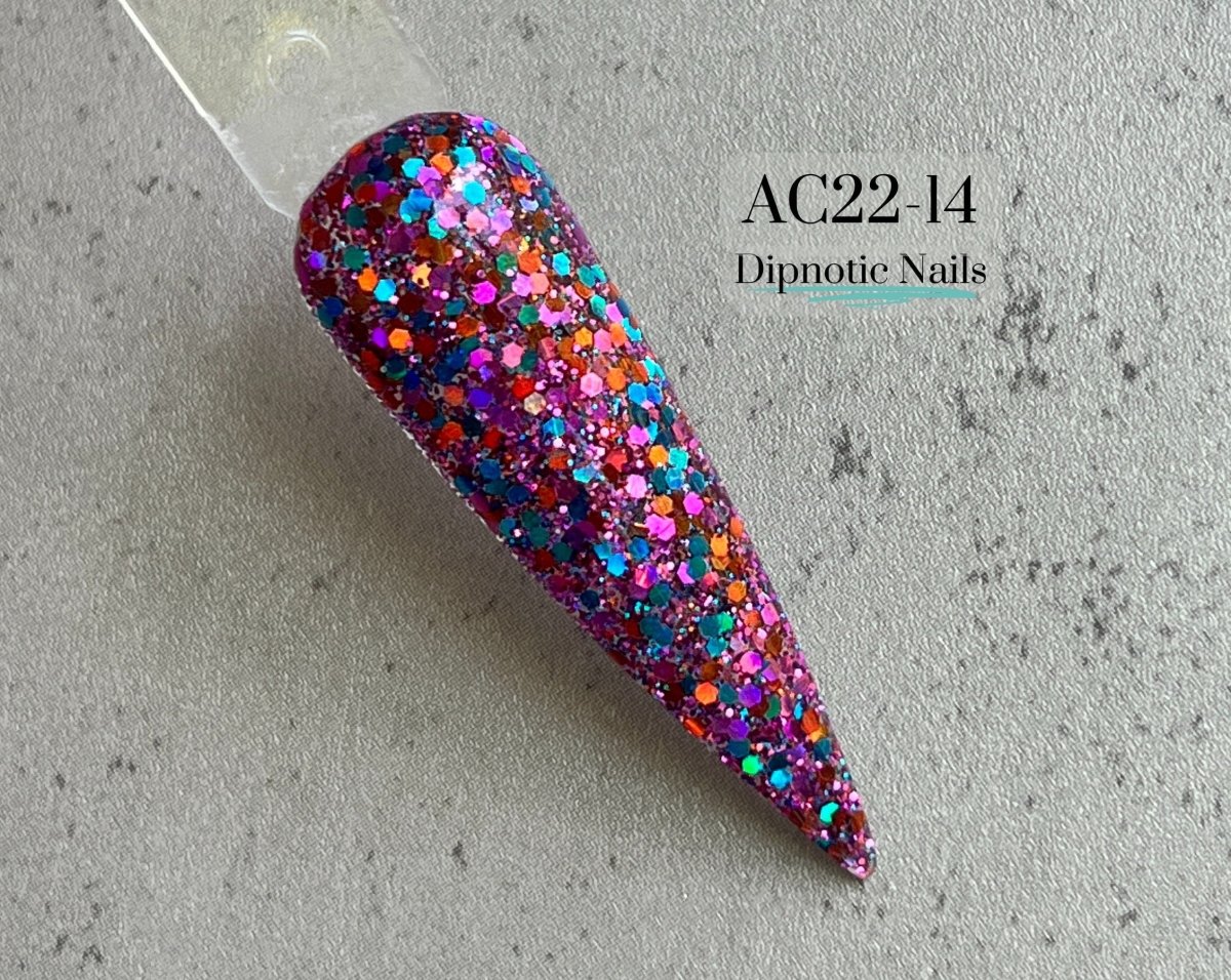 Photo shows swatch of Dipnotic Nails AC22-14 Pink Nail Dip Powder Dipnotic Nails 2022 Advent Calendar