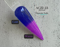 Photo shows swatch of Dipnotic Nails AC22-23 Blue to Purple Thermal Nail Dip Powder Dipnotic Nails 2022 Advent Calendar