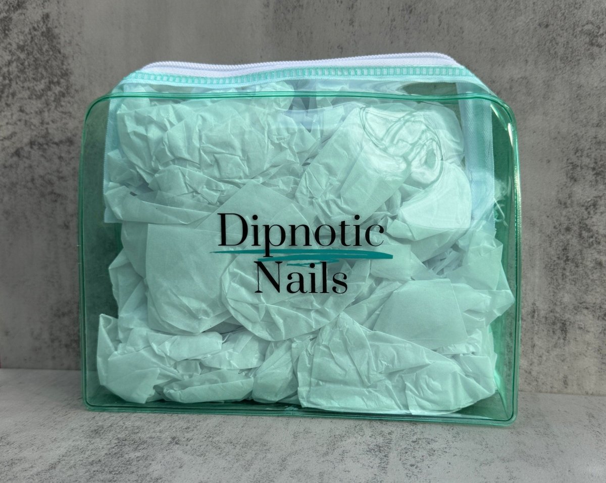 Photo shows swatch of Dipnotic Nails Aqua PVC Storage Bag- Dipnotic Nails