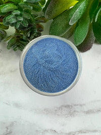Photo shows swatch of Dipnotic Nails Aquarius Blue Nail Dip Powder Stardust Collection