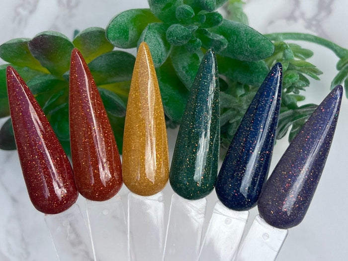 Photo shows swatch of Dipnotic Nails Autumn Stardust Collection Expansion Nail Dip Powder Collection