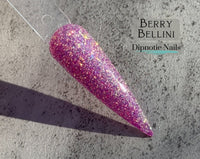 Photo shows swatch of Dipnotic Nails Berry Bellini Dark Pink Nail Dip Powder- Raspberry Romance Collection