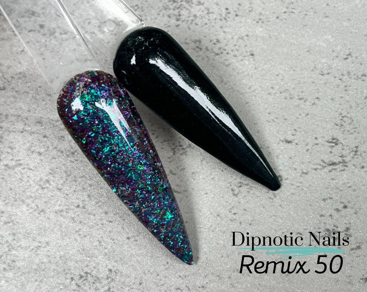 Photo shows swatch of Dipnotic Nails Dipnotic Remix 50- Glow Nail Dip Powder Collection