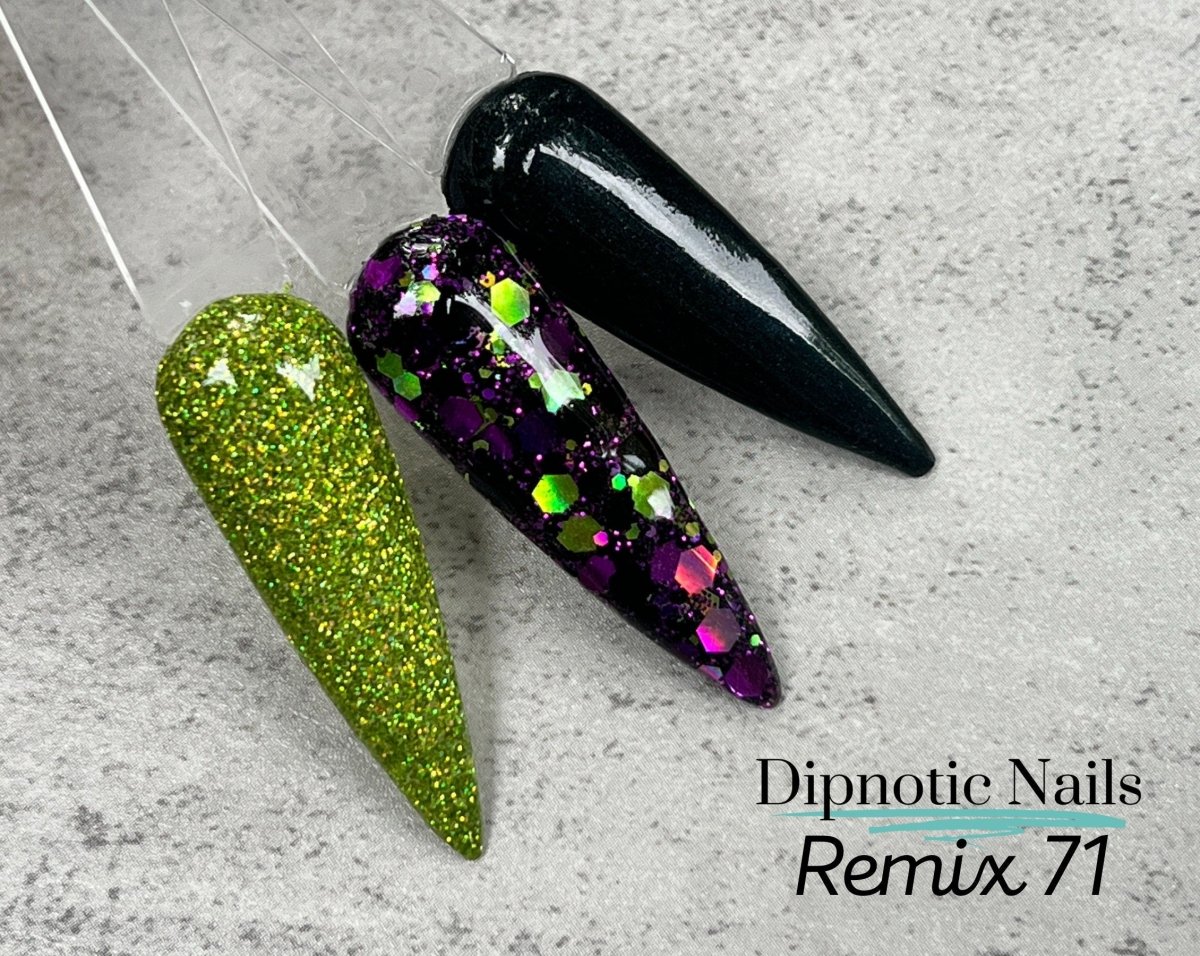 Photo shows swatch of Dipnotic Nails Dipnotic Remix 71- Glow Nail Dip Powder Collection