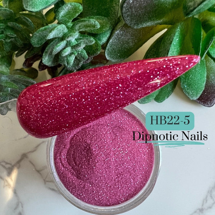Photo shows swatch of Dipnotic Nails HB22-5 Dark Pink Nail Dip Powder Dipnotic Nails 2022 Hanukkah Box