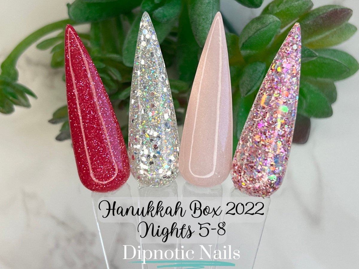 Photo shows swatch of Dipnotic Nails HB22-6 Silver Mirror Glitter Glitter Nail Dip Powder Dipnotic Nails 2022 Hanukkah Box