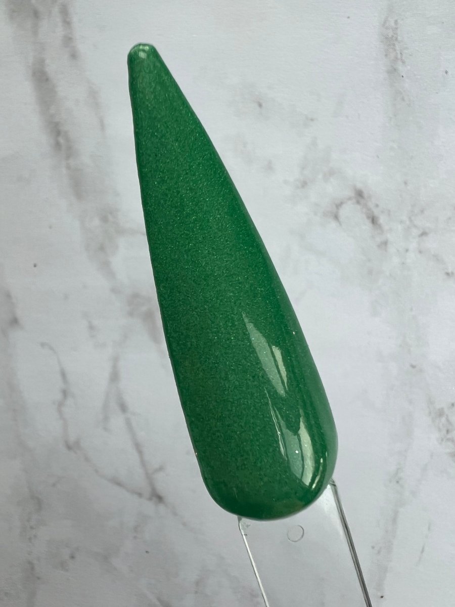 Photo shows swatch of Dipnotic Nails Irish Kiss Green Nail Dip Powder
