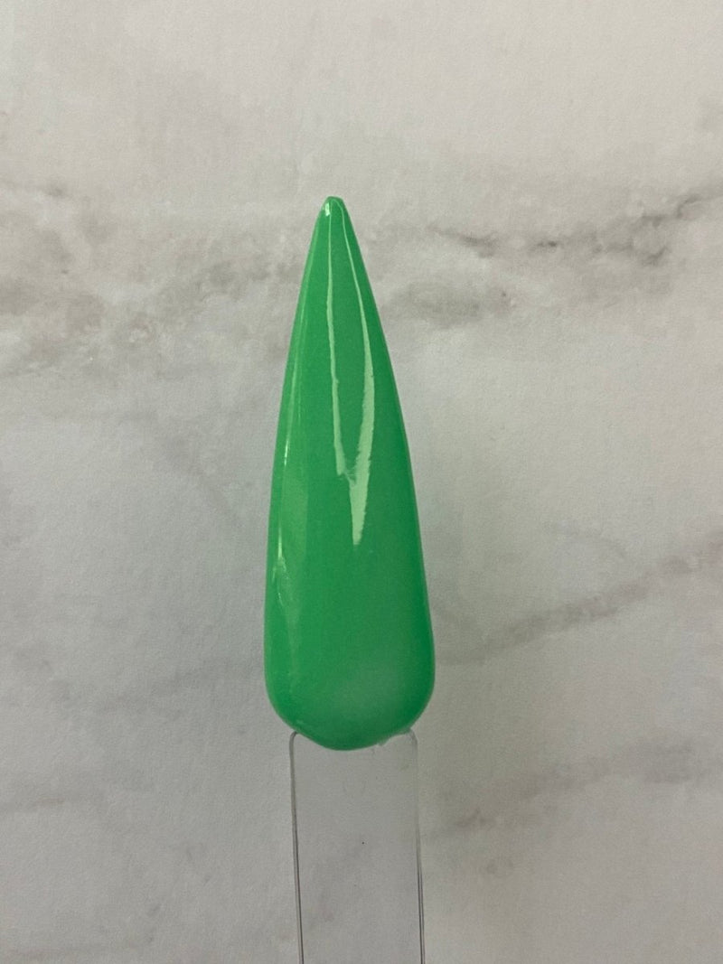 Photo shows swatch of Dipnotic Nails Lime Glow Green Nail Dip Powder