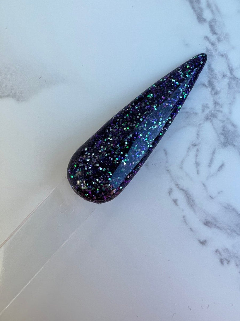 Photo shows swatch of Dipnotic Nails Mountain Skies Purple Nail Dip Powder Mountain Mood Collection