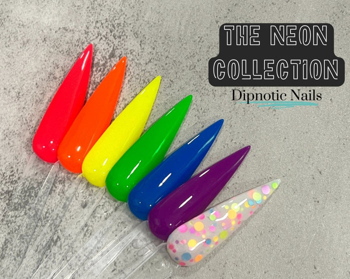 Photo shows swatch of Dipnotic Nails Neon Collection Nail Dip Powder
