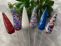 Photo shows swatch of Dipnotic Nails Patriotic Collection Nail Dip Powder