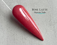 Photo shows swatch of Dipnotic Nails Rose Latte Rose Pink Nail Dip Powder Copper Rose Collection