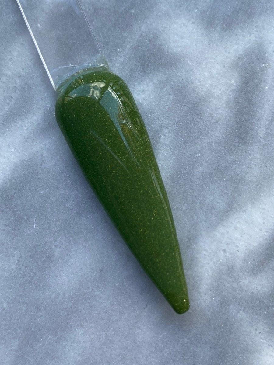 Photo shows swatch of Dipnotic Nails Saguaro Green Nail Dip Powder