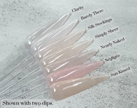 Photo shows swatch of Dipnotic Nails Simply Sheer Sheer Nude Nail Dip Powder The Sheer Nude Collection