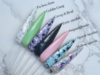 Photo shows swatch of Dipnotic Nails Slightly Spooky Pastel Halloween Nail Dip Powder Collection