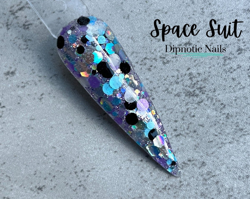 Photo shows swatch of Dipnotic Nails Space Suit LIMITED EDITION Nail Dip Powder