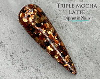 Photo shows swatch of Dipnotic Nails Triple Mocha Latte Brown Nail Dip Powder Coffee Bar Dip Powder Collection